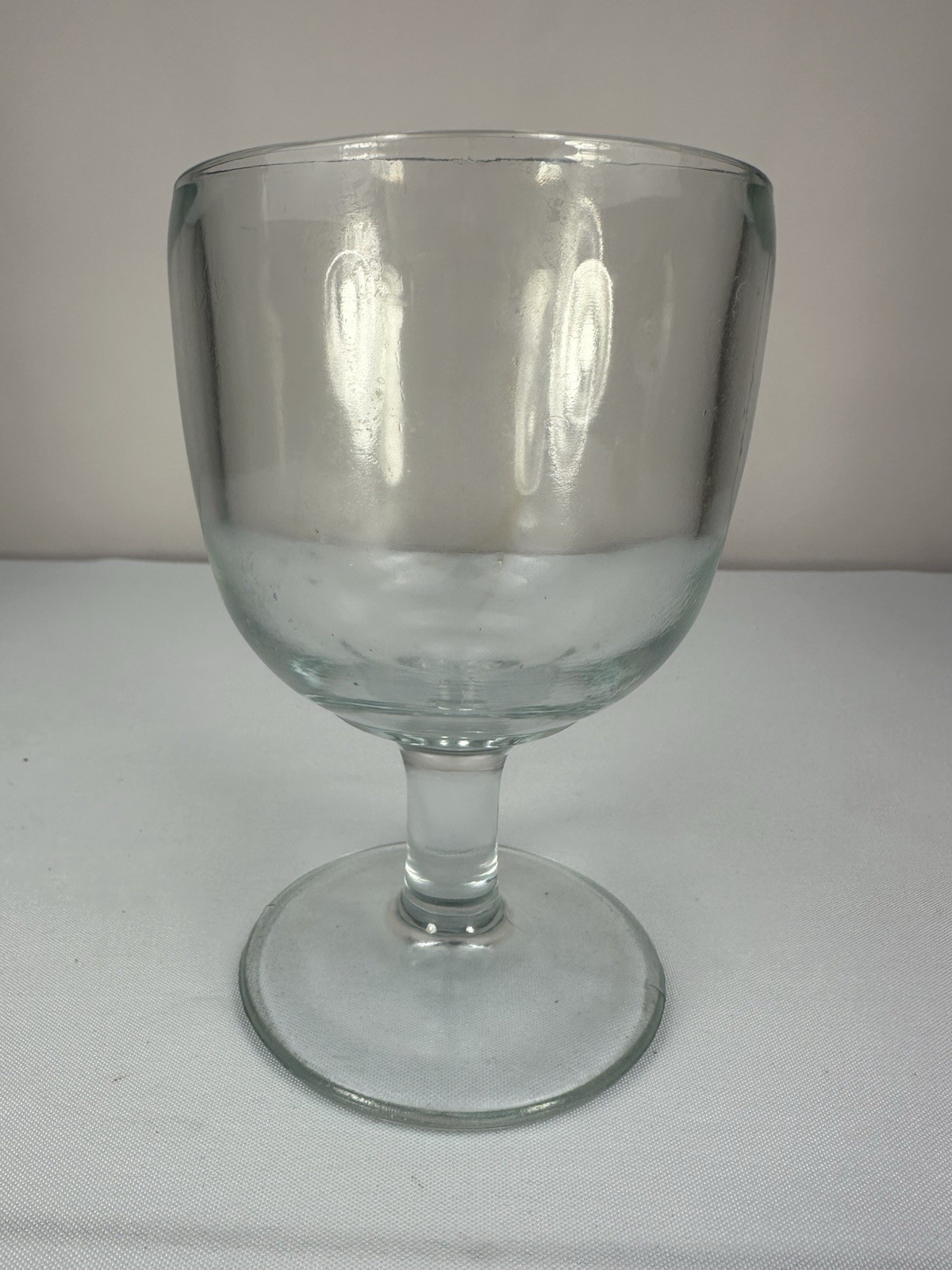 Vintage Hand-Blown Clear Glass Goblet | 6.25” Tall Thick Stemmed Pedestal Cup
