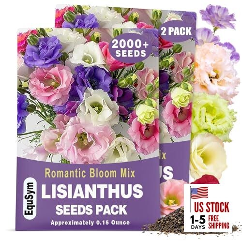 2000+ Lisianthus Seeds for Planting - 2 Pack Mixed Color Perennial Eustoma 