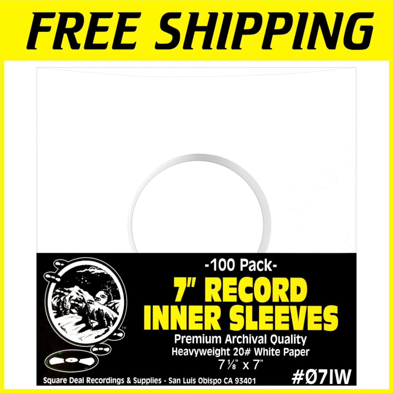 Protective Acid-Free Sleeves for 7" Records - 100 Pack