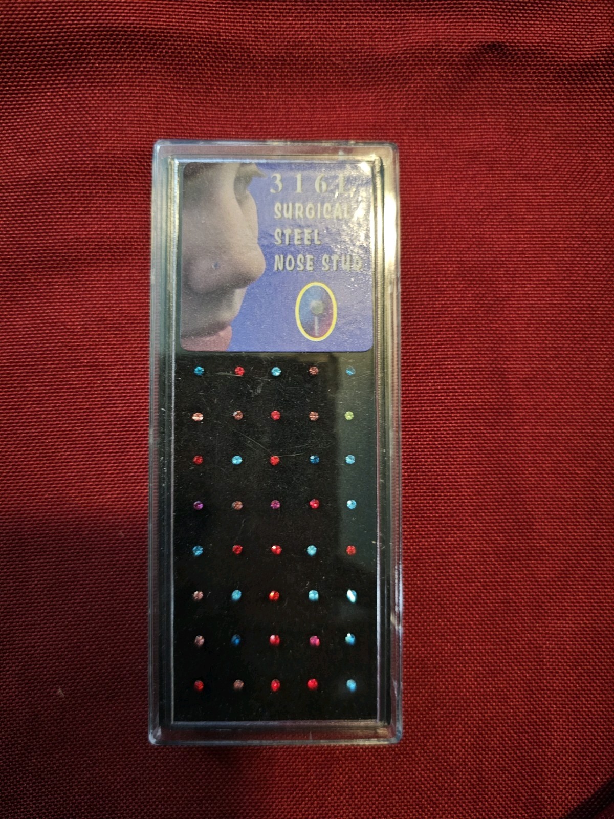 42PCS Stud Nose Rings Bone Stud Stainless Steel Many ColorS Crystal Pin Jewelry