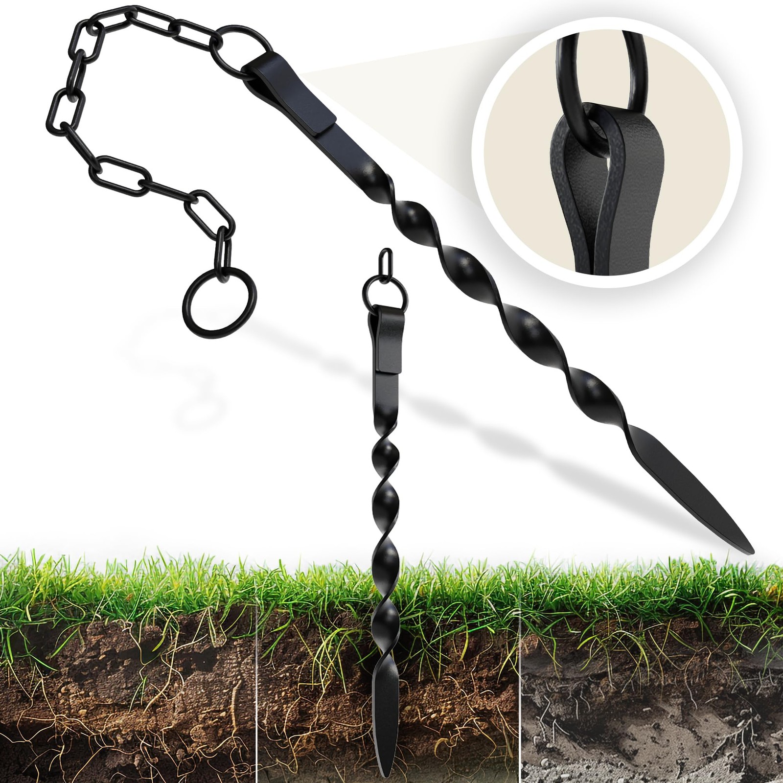 Rain Chains Direct - Chain Ground Anchor/Stake - Anchor Stake (Black) 