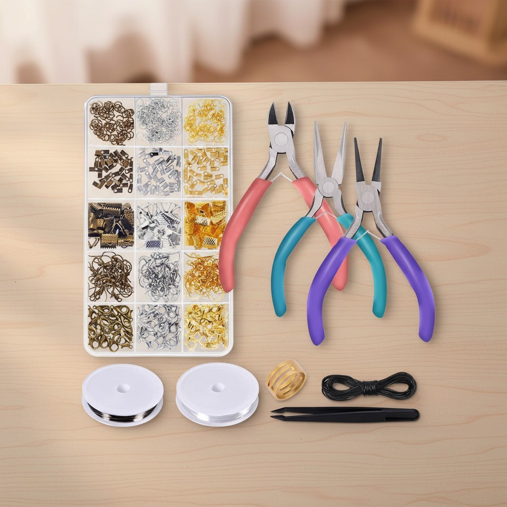All-in-One Jewelry Repair Set: Includes Pliers, Beading Wire & 450 Accessories
