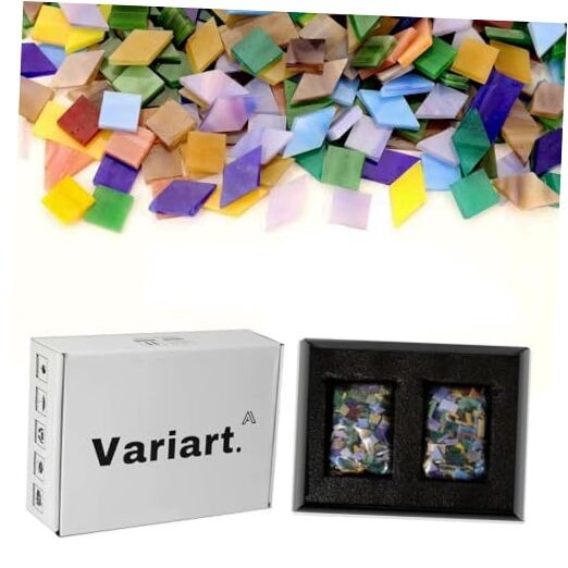  Mosaic Tiles 1600 Pcs/2Pounds,Stained Mosaic Glass Mix Rainbow-Small