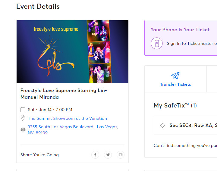 One Ticket- Freestyle Love Supreme with Lin-Manuel Miranda January 14 2023 Vegas