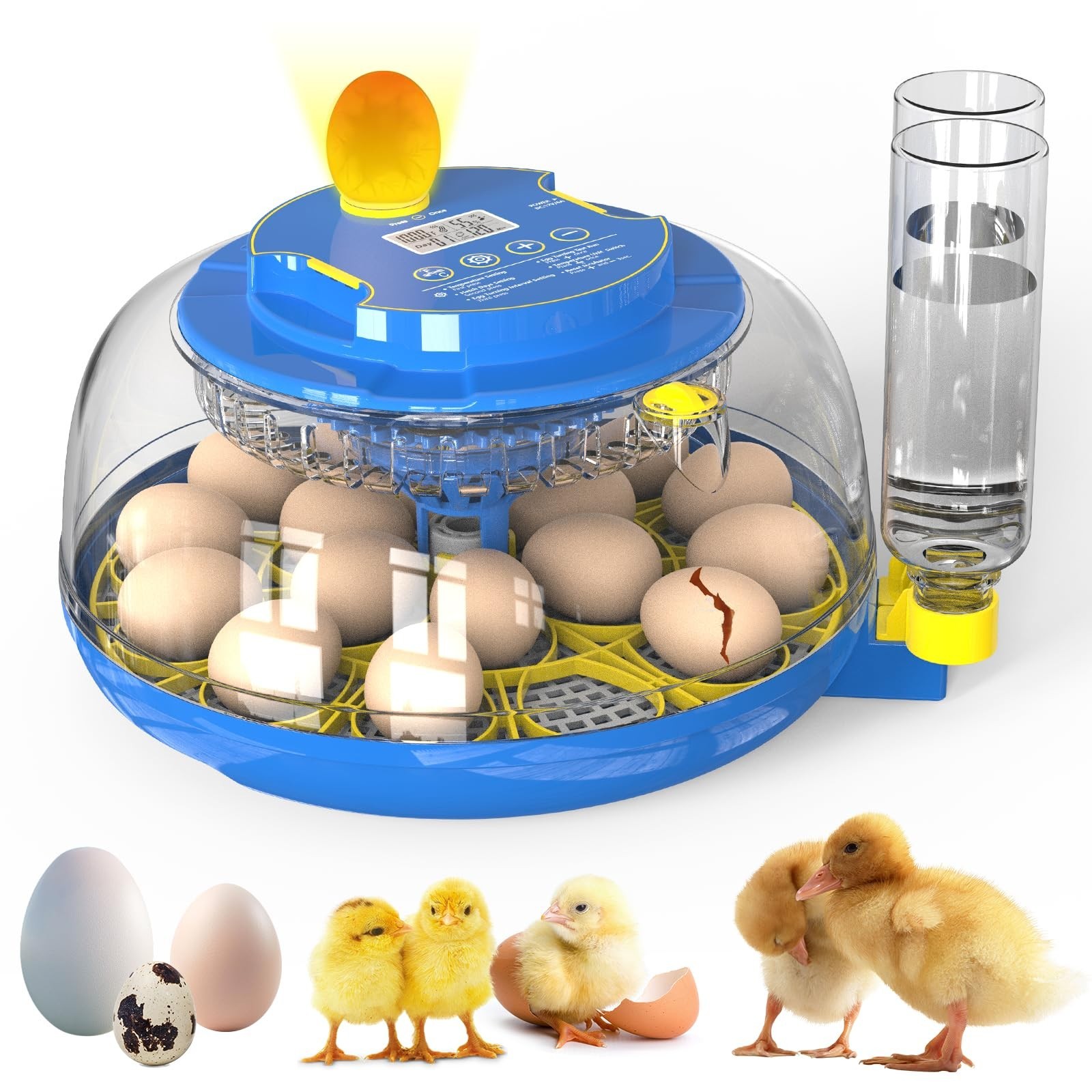 Egg Incubator for Hatching Chicks, 18 Eggs Automatic Egg Turner Multifunction...