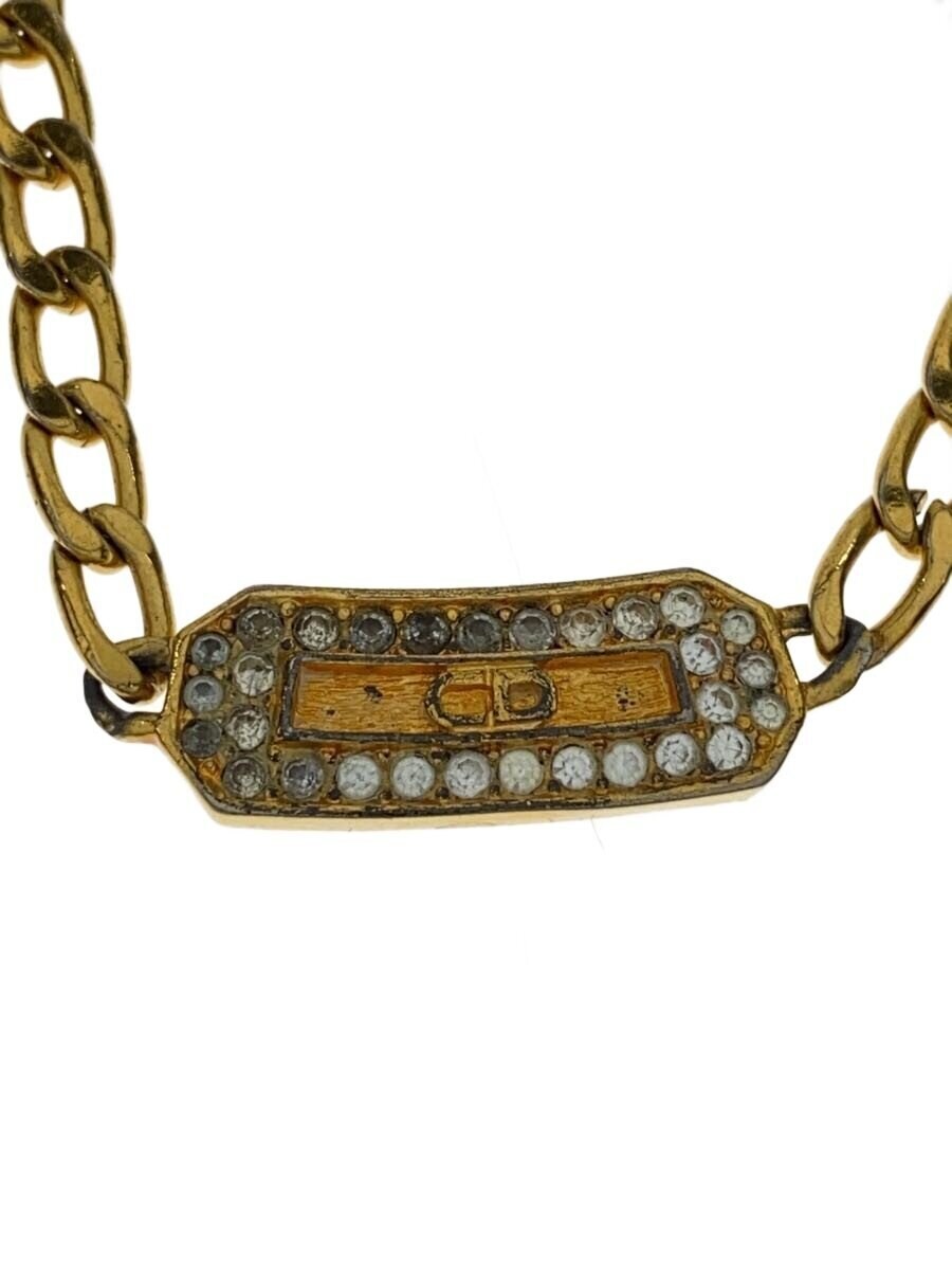 Christian Dior Necklace Color Stone Gld With Top Ladies M1k62