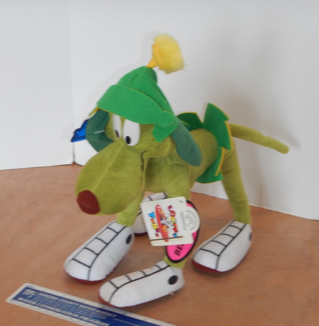 1997 APPLAUSE LOONEY TUNES MARVIN THE MARTIAN BENDABLE K-9 DOG PLUSH, NEW W/TAGS