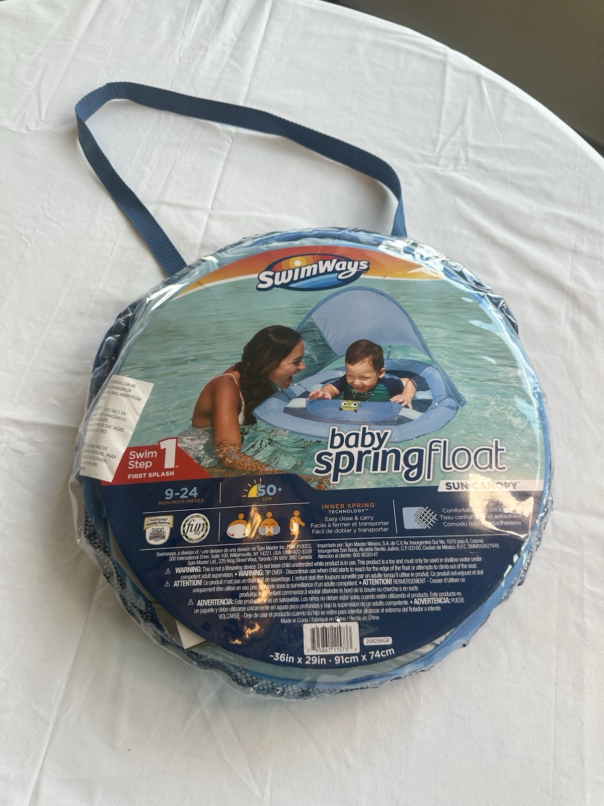 SwimWays Baby Spring Float w/ Sun Canopy 9-24 Mnths Swim Step 1 First Splash NIP