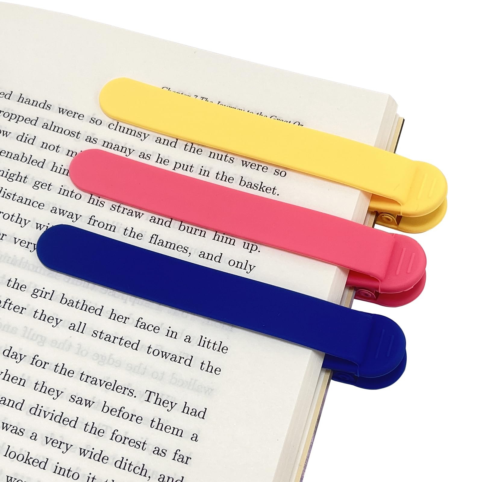 3Pcs Automatic Bookmark, Silicone Smart Book Marks for 1 Yellow+1 Red+1 Blue 