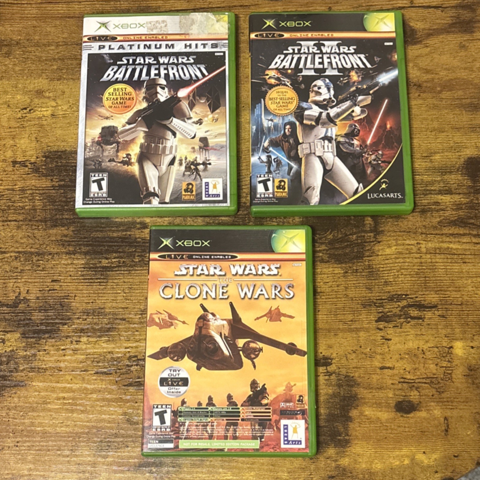 Star Wars Original Xbox Lot – Battlefront I & II + Clone Wars Combo -CIB-