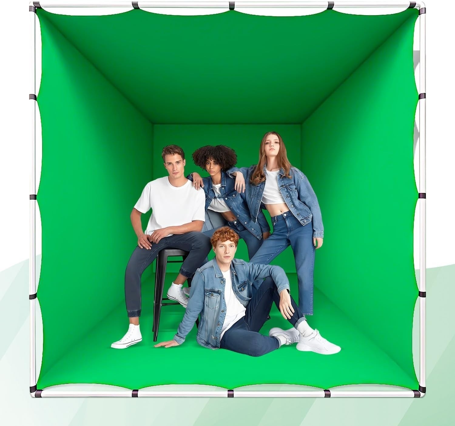 7.9ft x 7.9ft Green Screen Backdrop with Stand for Photo Studio Video Shooting