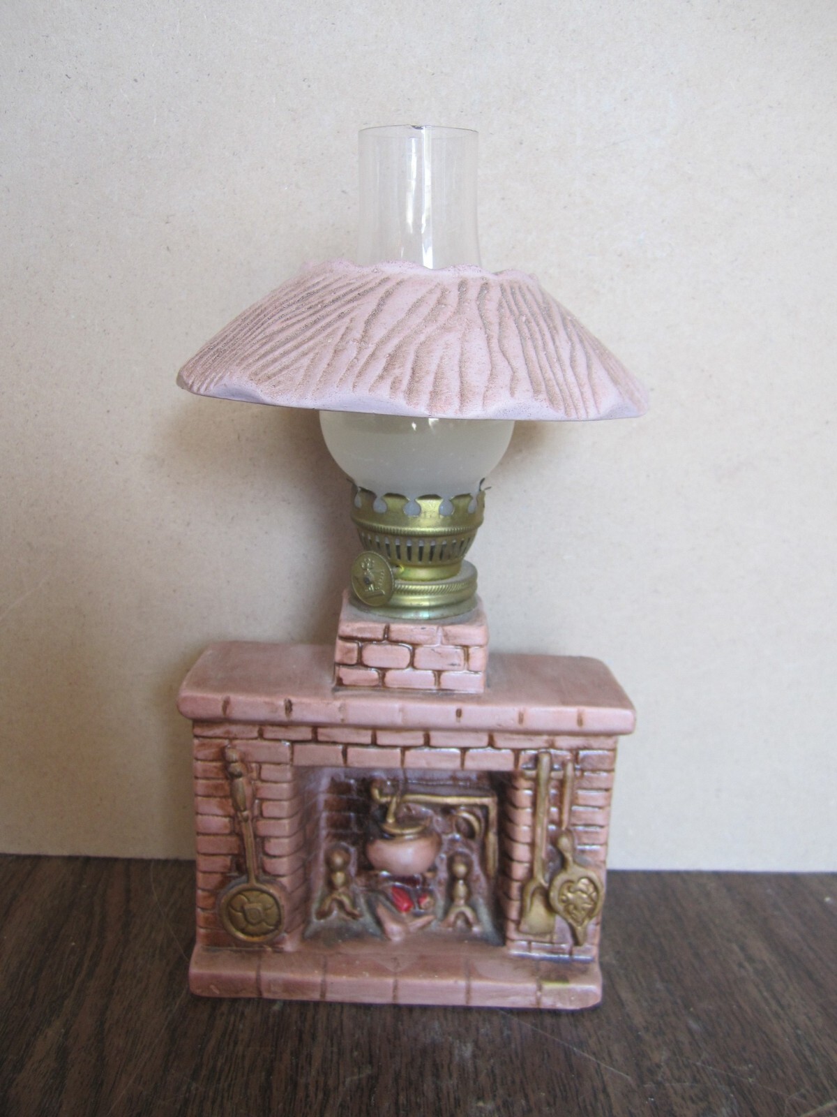 Vintage Oil Lamp Decorated Fireplace Chimney Shade GC Made in Japan