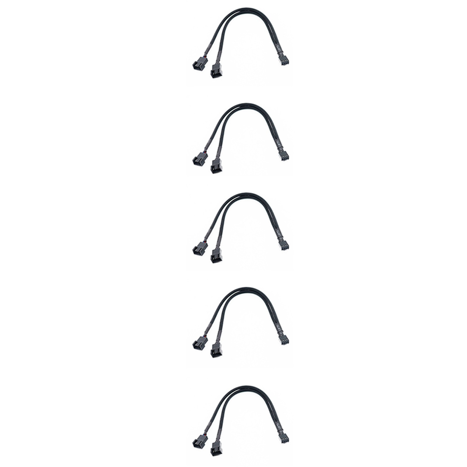 5X 1 to 2 Way Braided Cable Y Splitter 3/4 Pin PWM Male Connector Fan5778