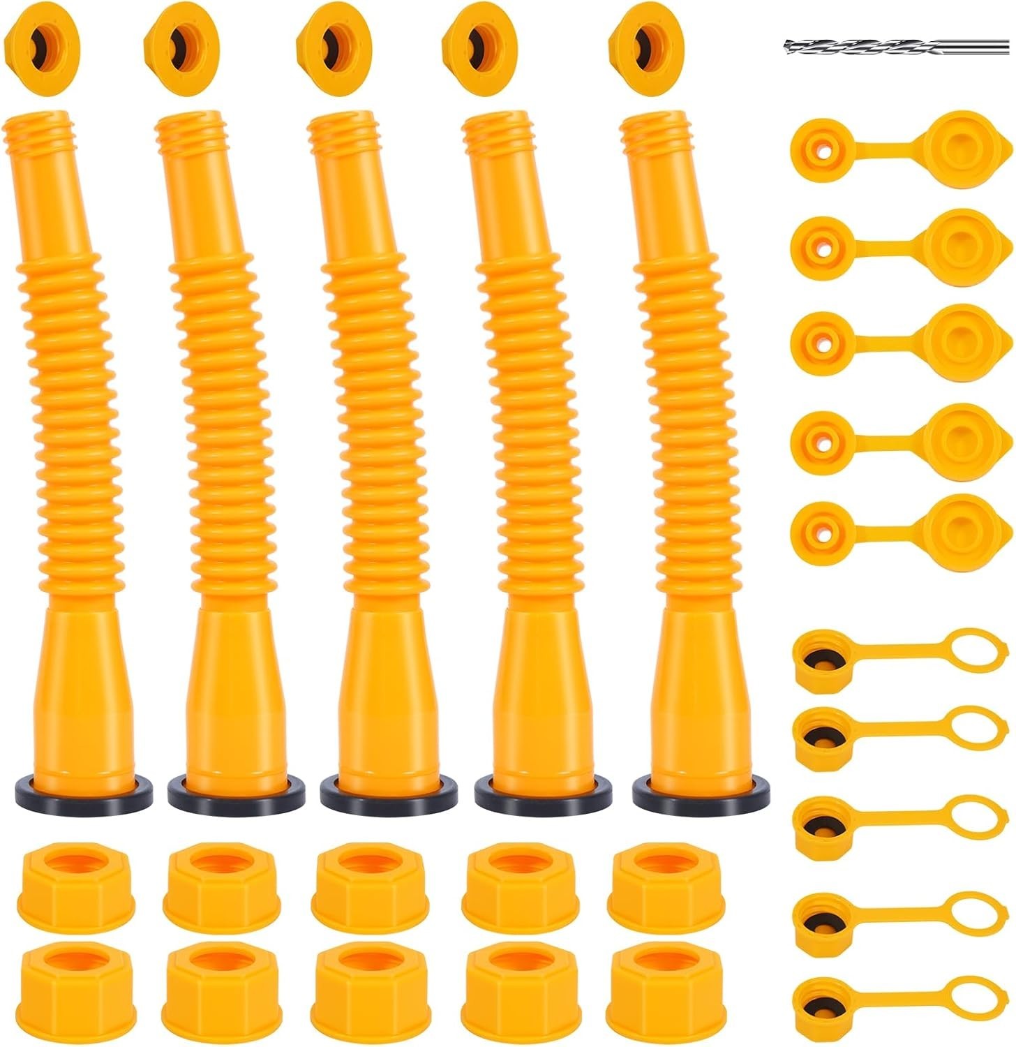 Gas Can Spout Replacement 5 Kits, 1/2/5/10 Gallon Gas Can Nozzle Replacement,