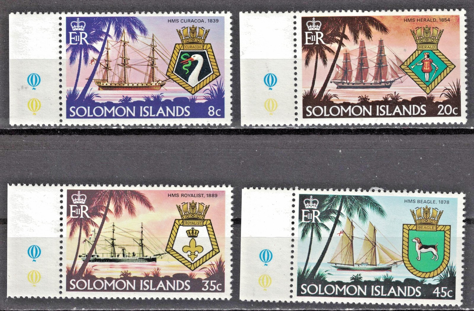 SOLOMON ISLANDS:1980 SC#417-20 MNH Ships and Crests AP4675