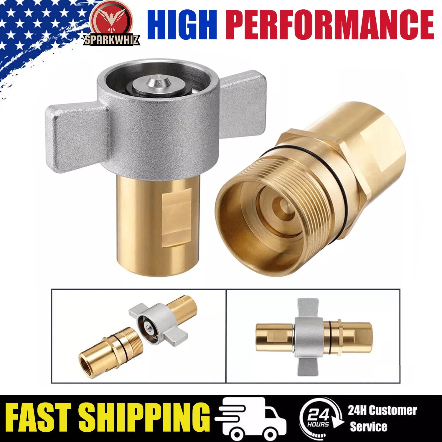 1" NPT Wet-Line Wing Nut Heavy Duty Hydraulic Quick Disconnect Coupler/Coupling