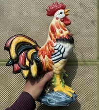 14" Porcelain Rooster Statue Colorful Figurine Craft Home Decor