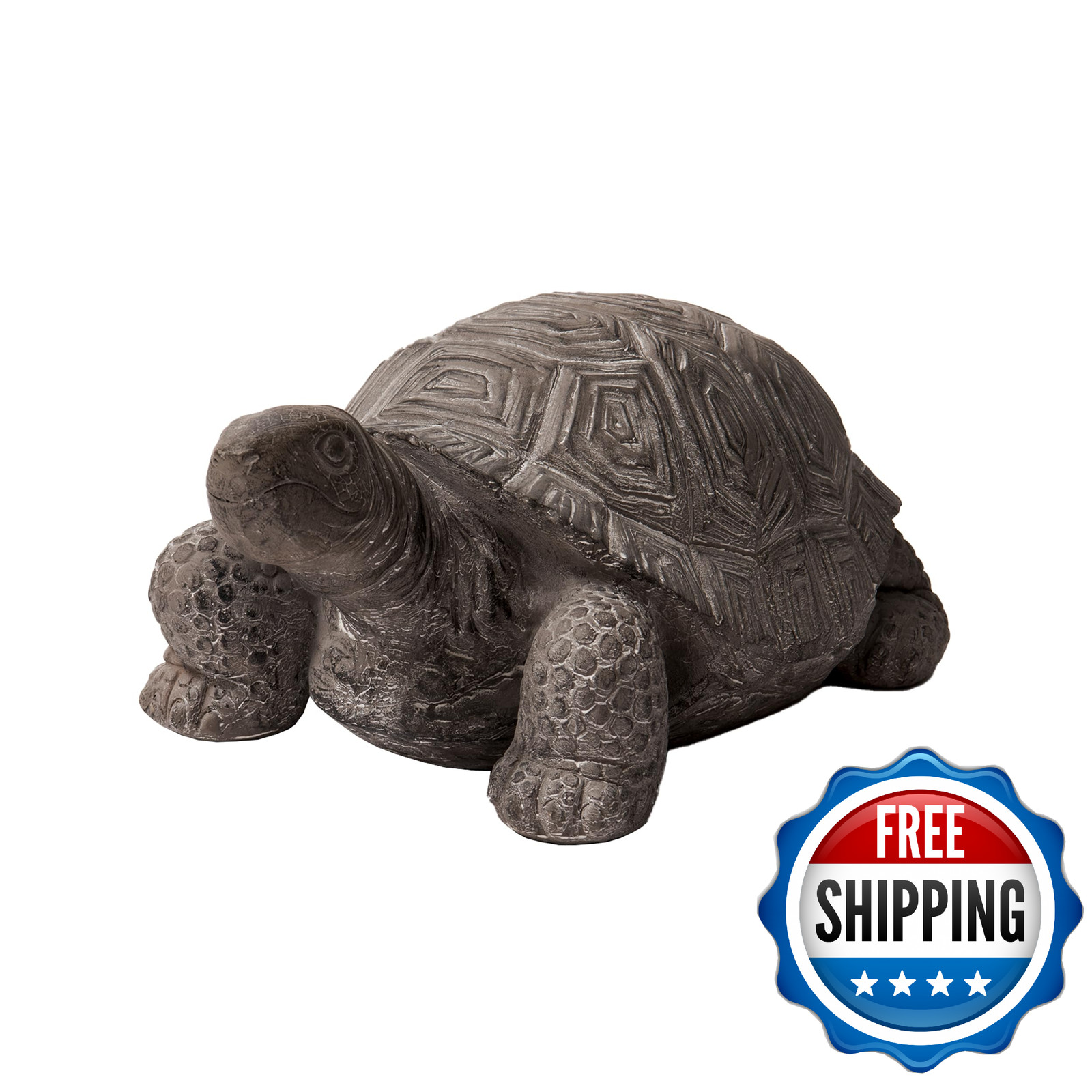 XBrand 16.1" L Grey Polystone Walking Turtle Statue, Indoor/Outdoor Decor