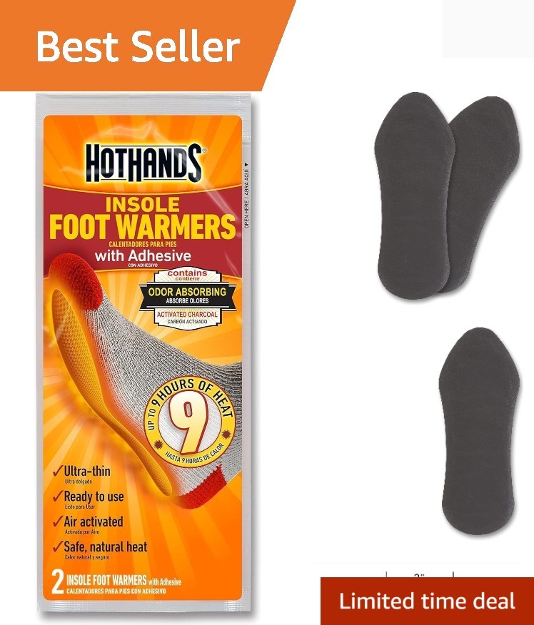 Insole Foot Warmers - Ultra Thin, Odorless & Adhesive for Up to 9 Hours of Heat