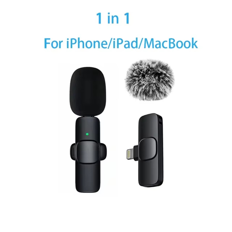 Wireless Lavalier Mic Audio Video Recording Mini Replaceable Windproof Fleece Mi
