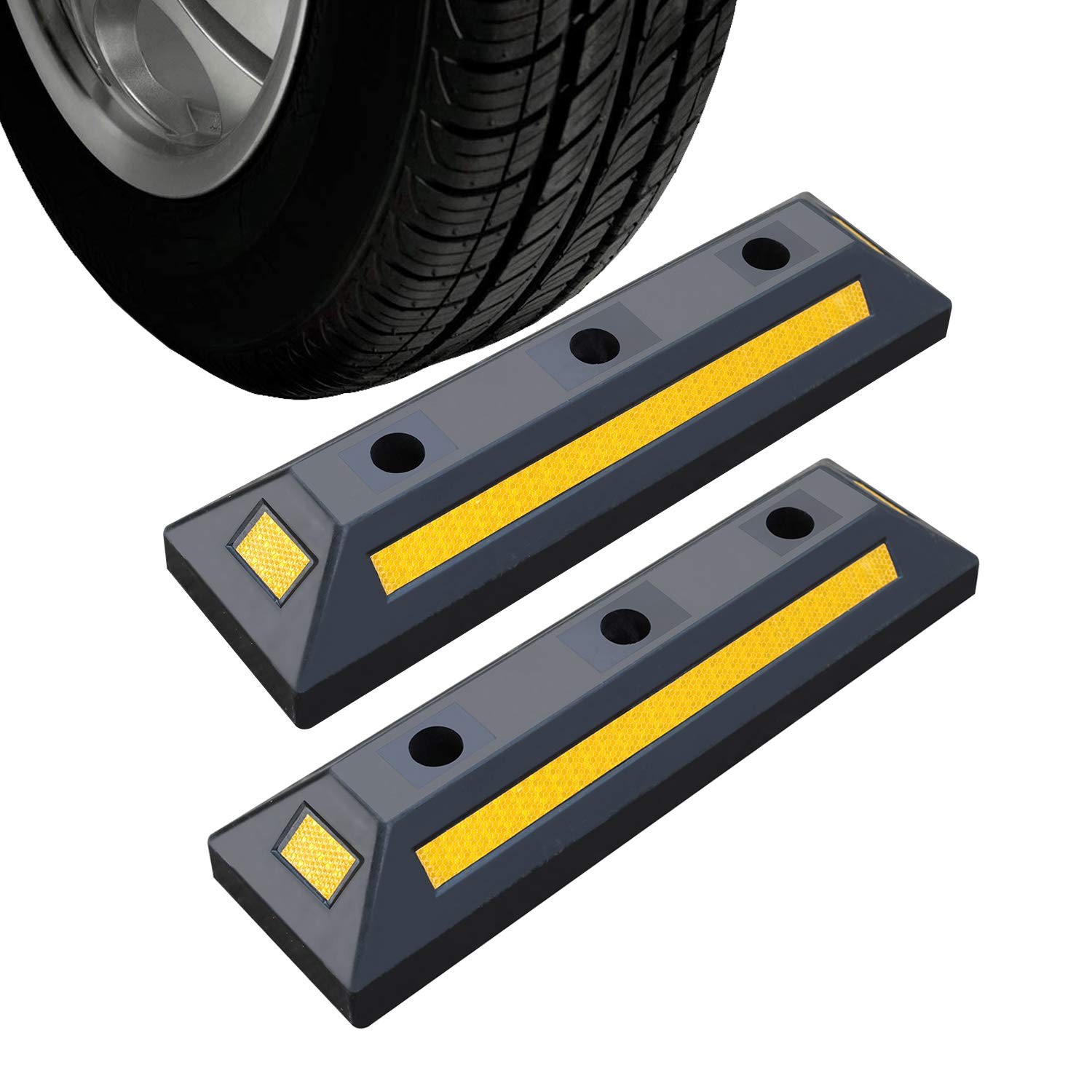 RELIANCER 2PCS Rubber Parking Guide Tire Blocks,Garage Wheel Stoppers Blocks... 