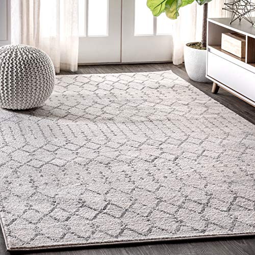  Boho Vintage Diamond Cream/Gray Indoor Area Rug 9X12 ft, Moroccan Hype for 