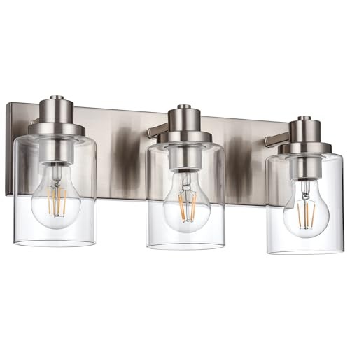 3 Light Bathroom Vanity Light - Modern Farmhouse Style 3 Lights Brushed Nickel