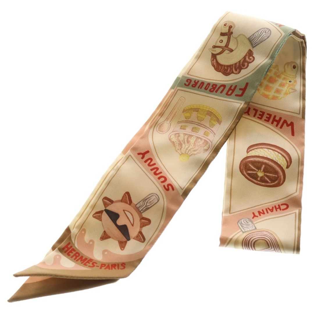 HERMES Funny Eye Cream Multicolor Silk Scarf Used 5194b2ed888209c563e3caf739a518