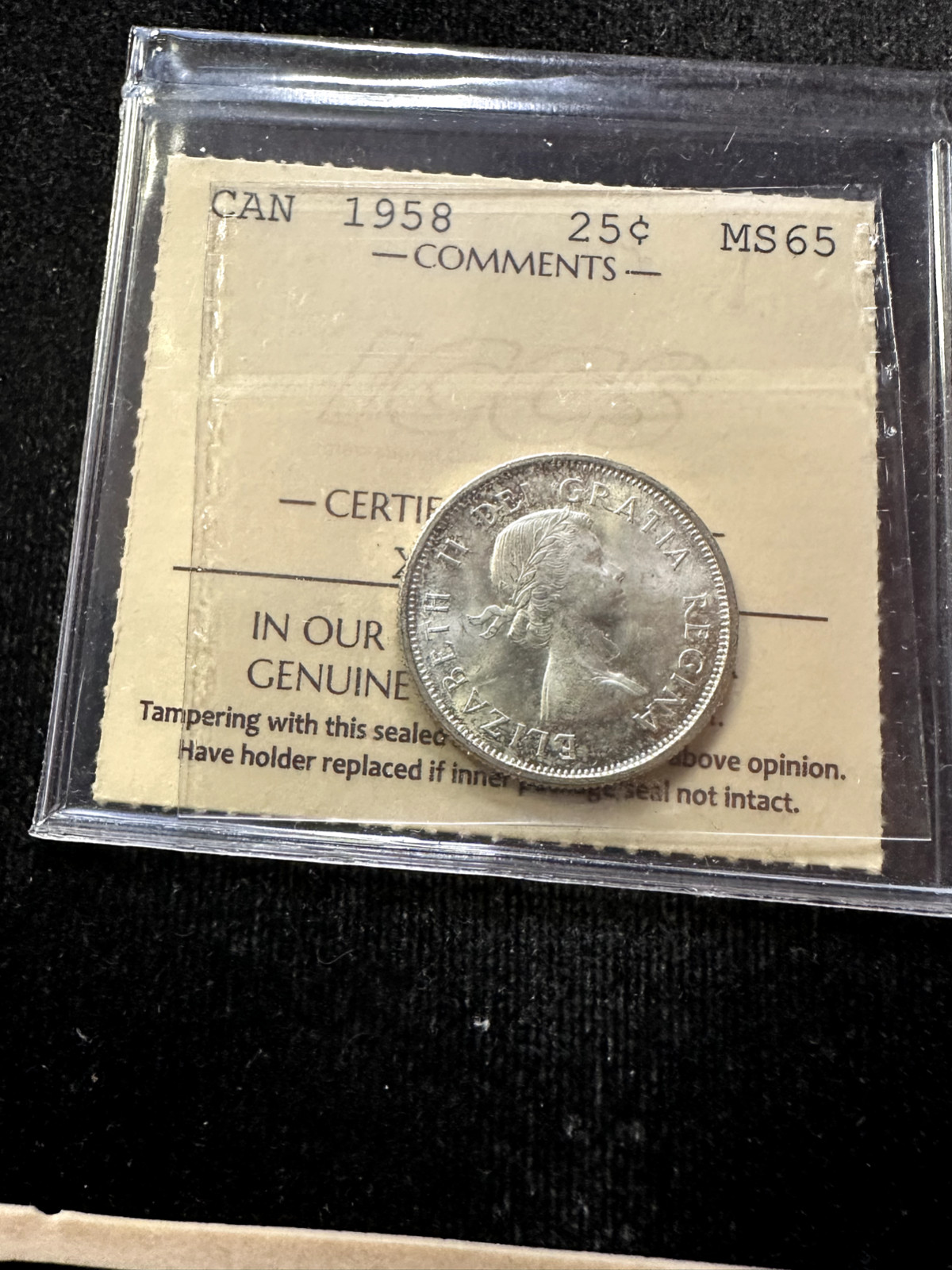 1958  ICCS Graded Canadian, ¢25 Cent, **MS-65** # XWO 128