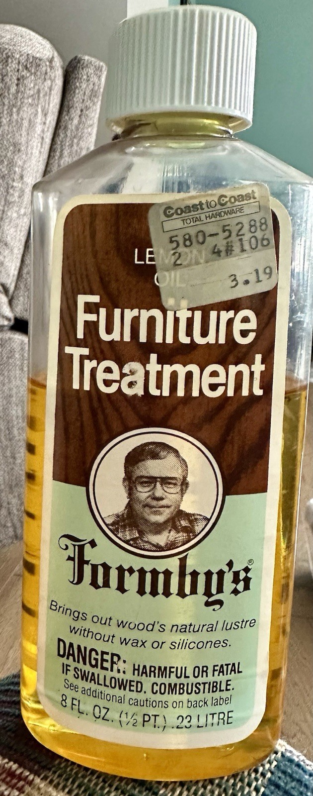 Formby's Lemon Oil Furniture Treatment Vintage 8 oz Bottle - 65% Full 1984