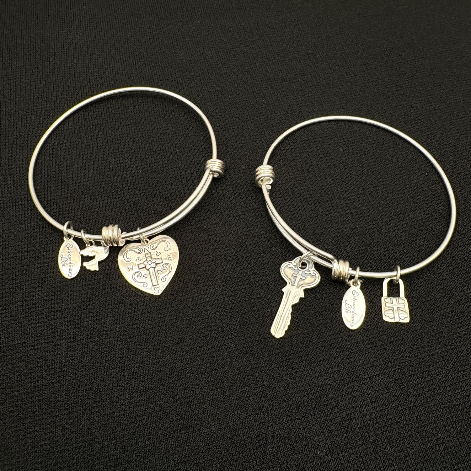 Extraordinary Life brand 925 Bracelet 2pc LOT Religious Christian Cross Jewelry