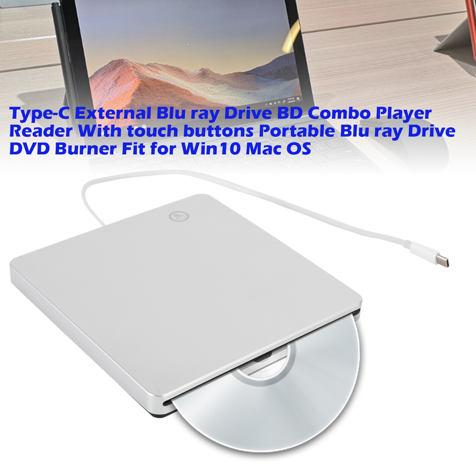 Type-C External Portable Drive DVD Combo Player Reader for Mac OS Win10