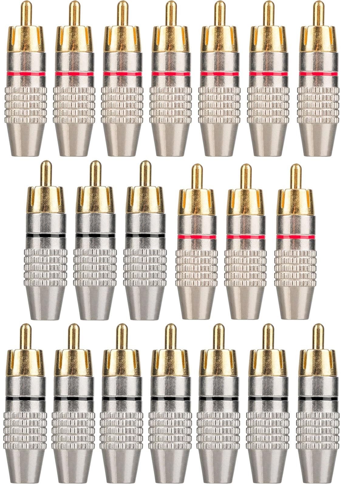Elechood 20Pack RCA Male Plug Solder, Gold Audio Video Cable Adapter 