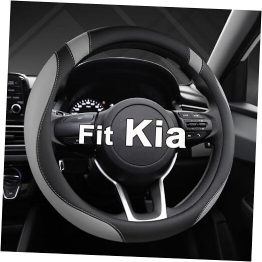  Customized Auto Car Steering Wheel Cover for Kia Sportage Sorento A-Gray+Black