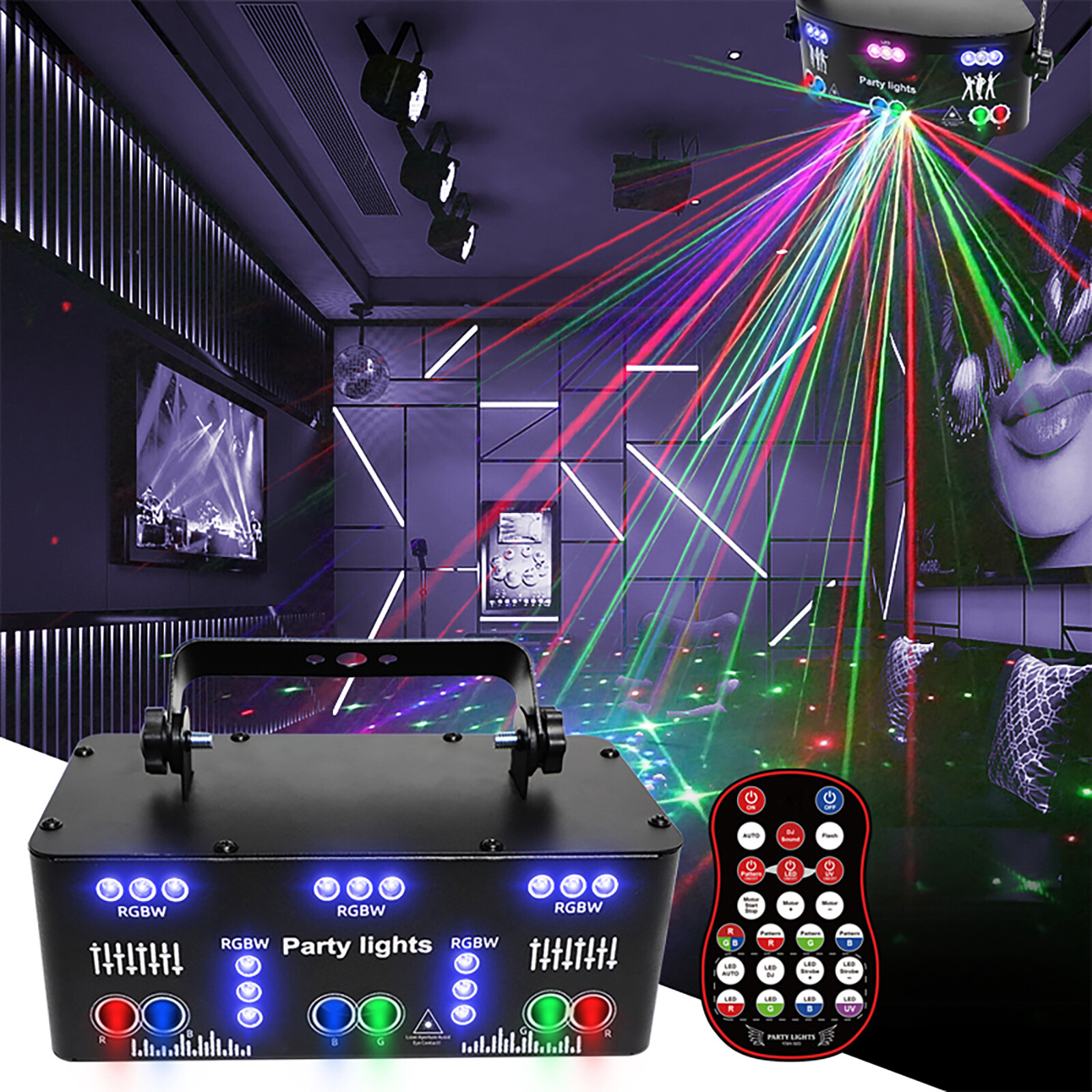 64 Pattern DJ Disco Party Stage Light Laser Projector 15 LED RGB Show Lighting