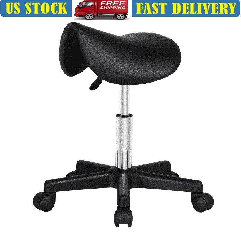 Adjustable Rolling Saddle Stool 360 Degree Swivel Chair Salon Tattoo Barber New