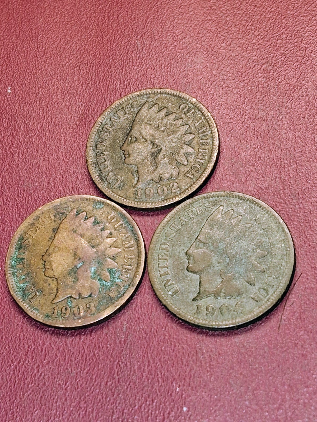 1902, 1903, 1904 Indian Head Small Cents Cull Fillers (#IC-02-122)  Lot of 3