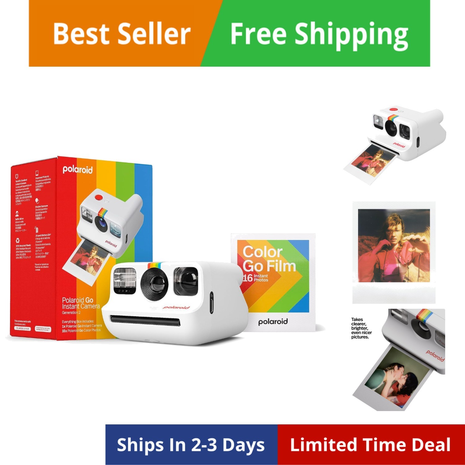 Go Generation 2 - Mini Instant Camera + Film Bundle 16 Photos Included - White