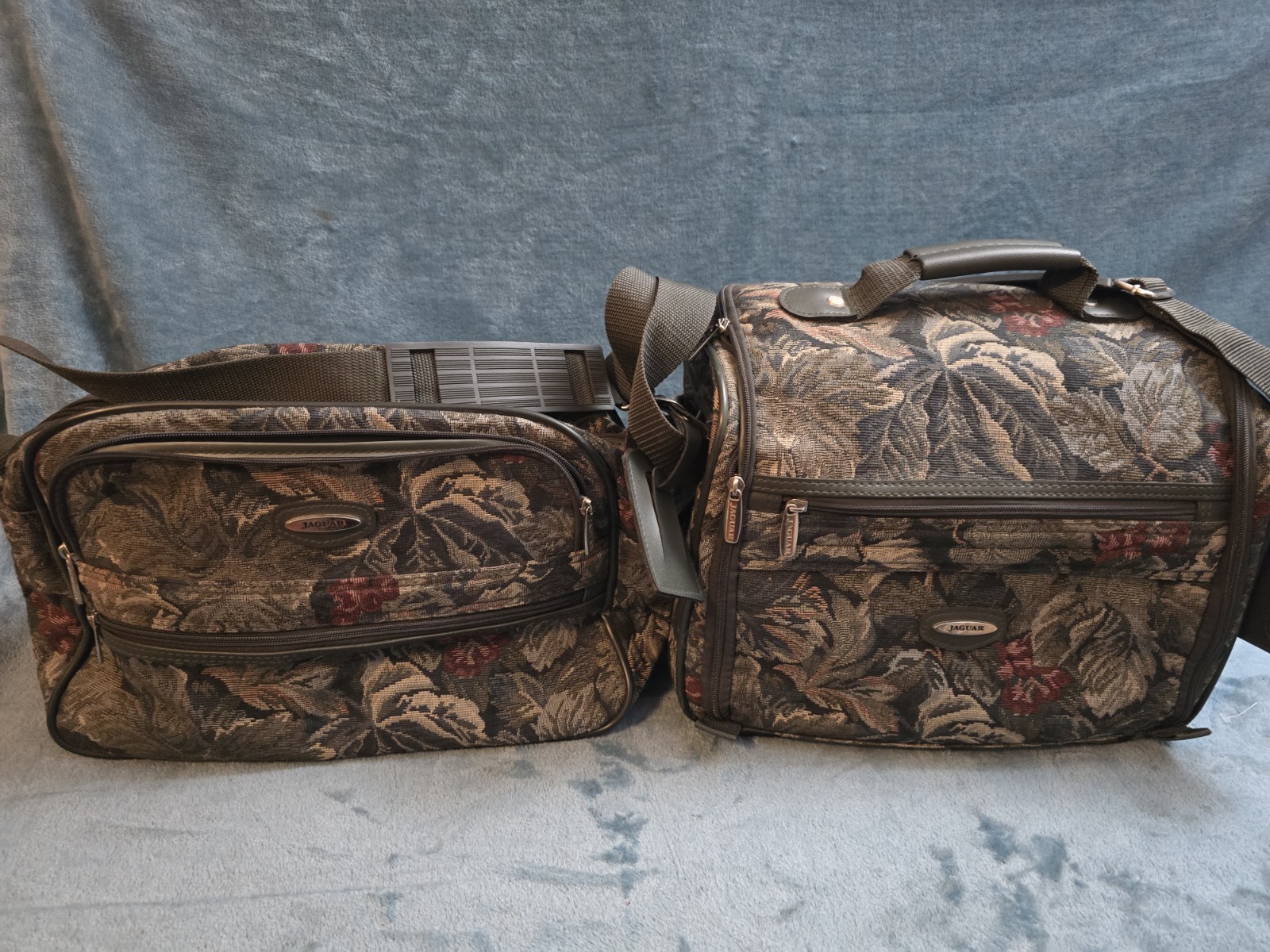 vintage Jaguar floral tapestry travel bags Lot Of 2