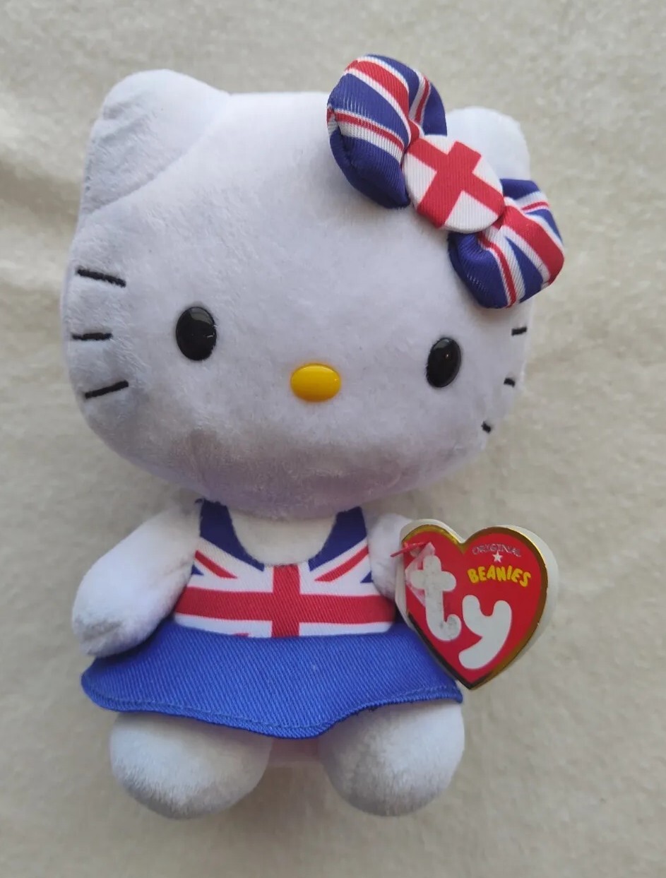 TY Hello Kitty UK Exclusive Retired San Rio Plush 6.5" Stuffed Toy Cat 