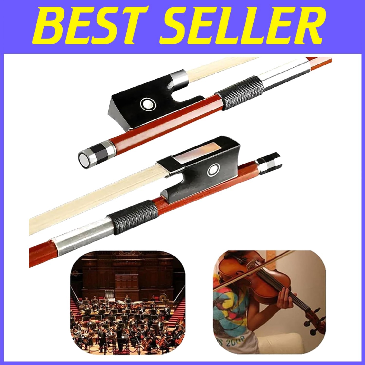 Brazilwood Violin Bow for 4/4 Full Size - Ebony Frog