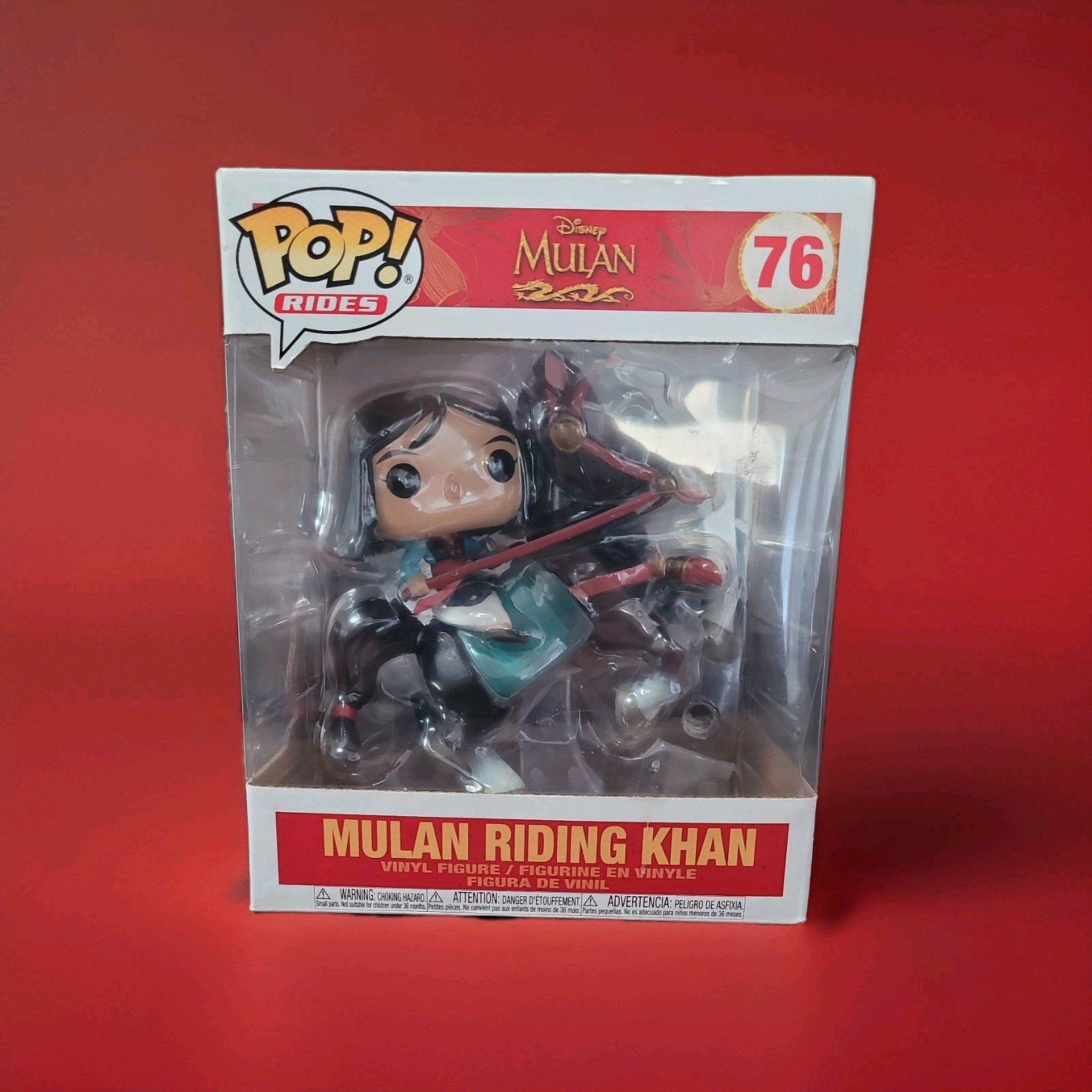Funko Pop! Rides 6" MULAN Riding KHAN #76 Disney Very Nice!