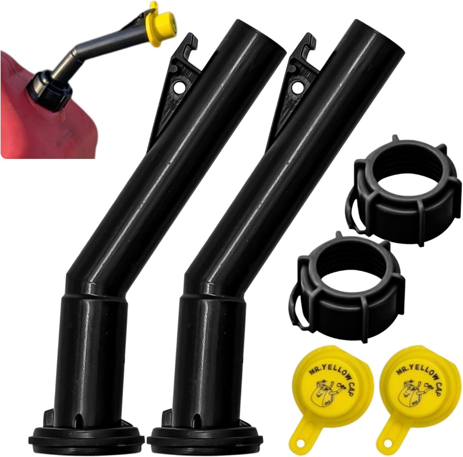 Gas Can Spout Replacement for Old Style Blitz Containers-2 Nozzles, Caps & Rings