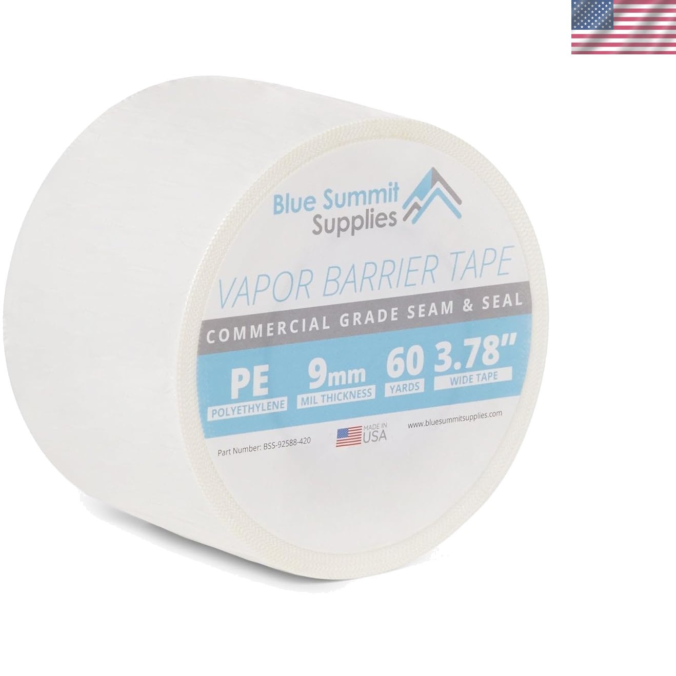 Vapor Barrier Tape, 3.78" Wide x 180' Long Roll, , PE 9mm Polyethylene Tape, ...