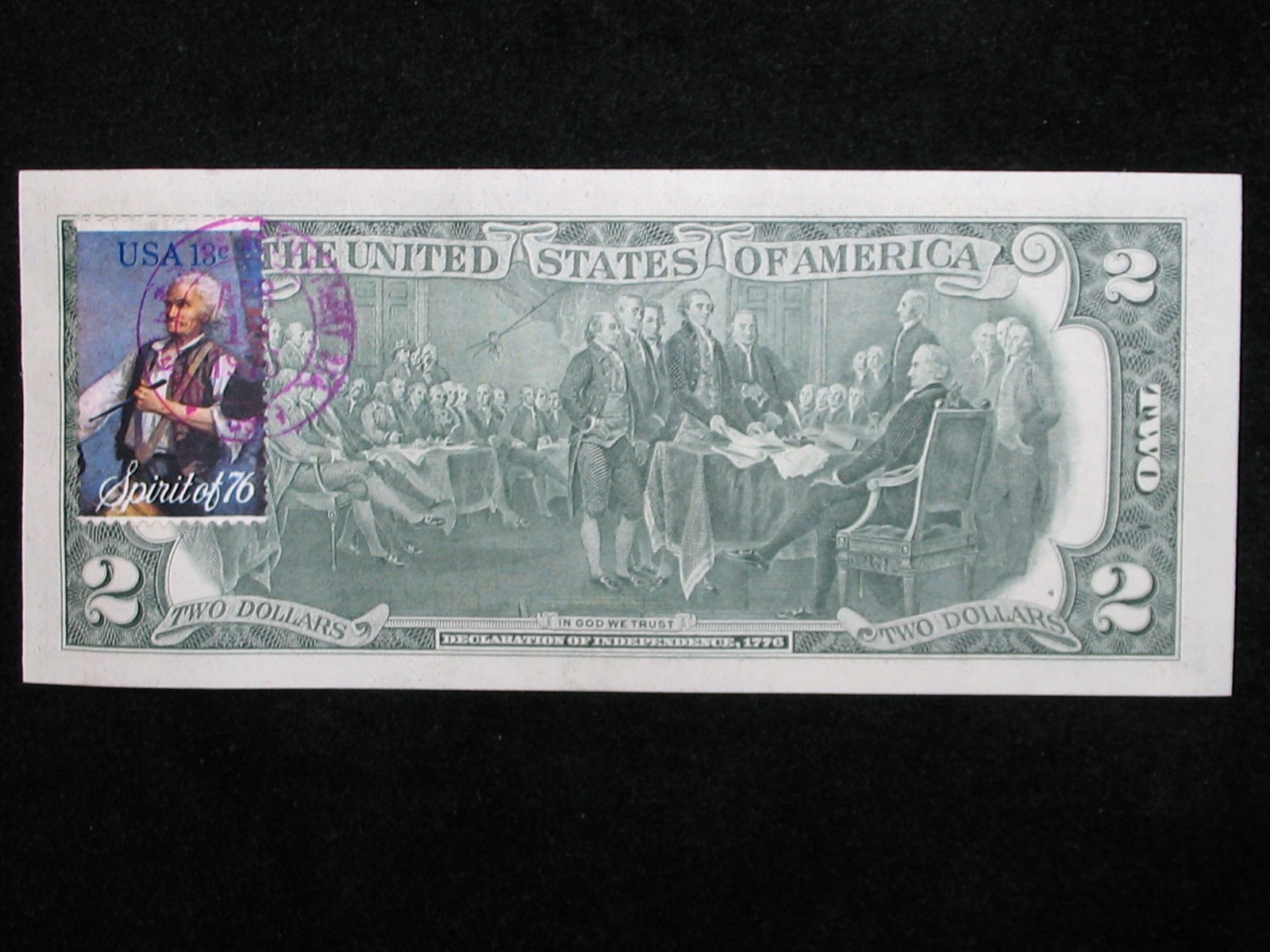 1976 POSTMARKED BICENTENNIAL TWO DOLLAR NOTE * UNCIRCULATED * $2 FIRST DAY ISSUE