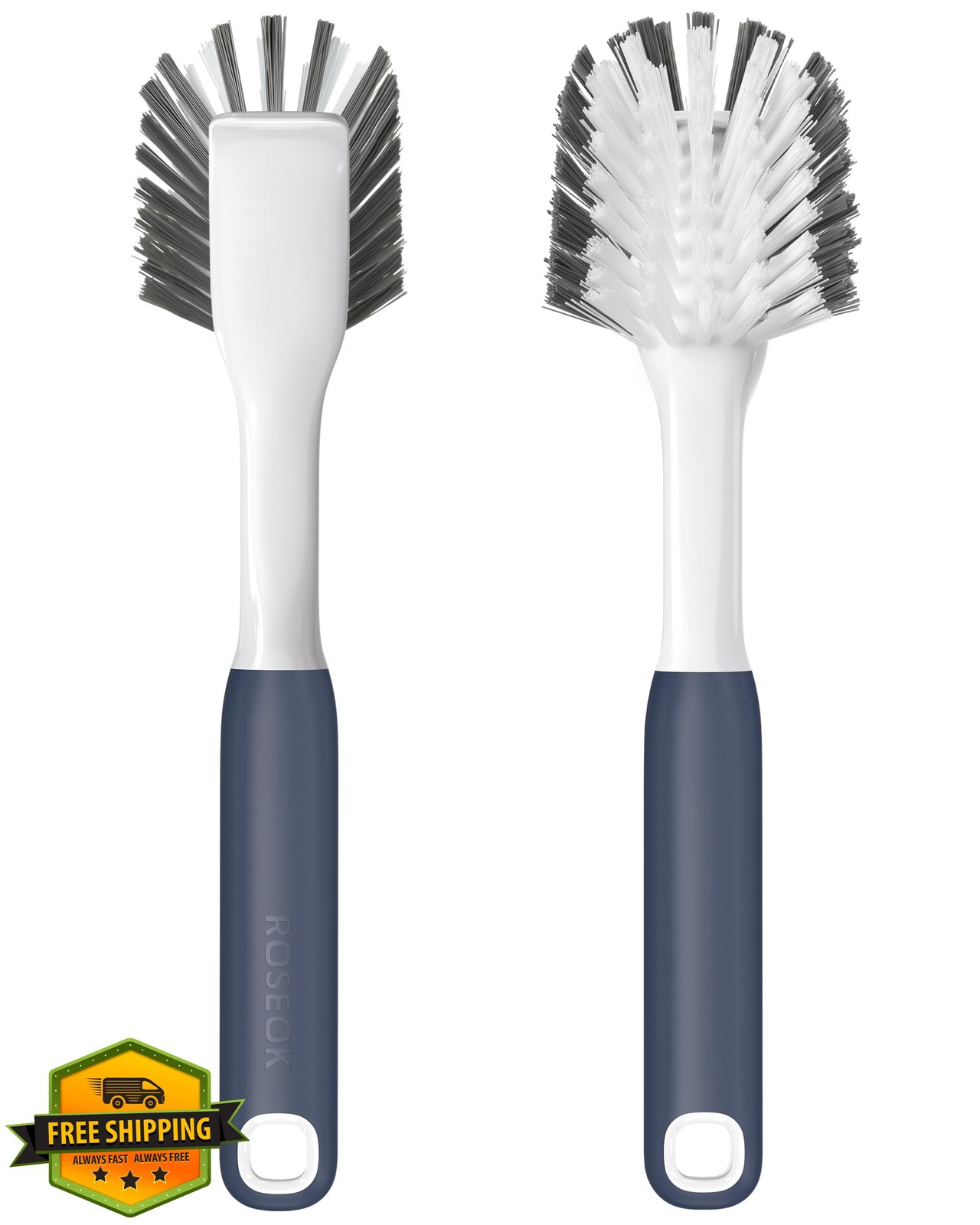 ROSEOK Dish Brush Navy Blue 2 Pack Scraper Non-Stick Pans Sinks