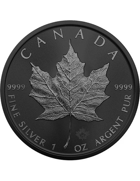 MAPLE LEAF Black Platinum & Ruthenium Series 1 Oz Silver Coin 5$ Canada 2025