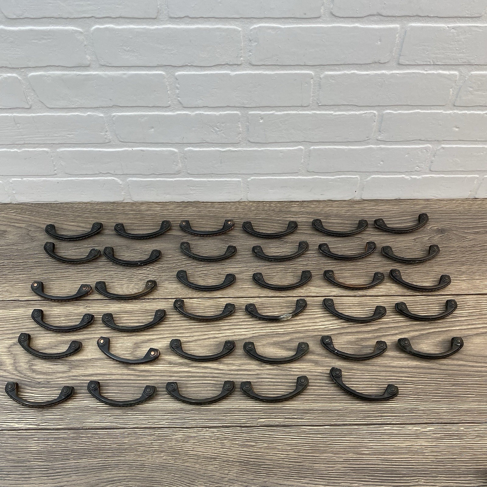 35 Bronze Bullseye Scroll Cabinet Door Drawer Pull Handles No Screws