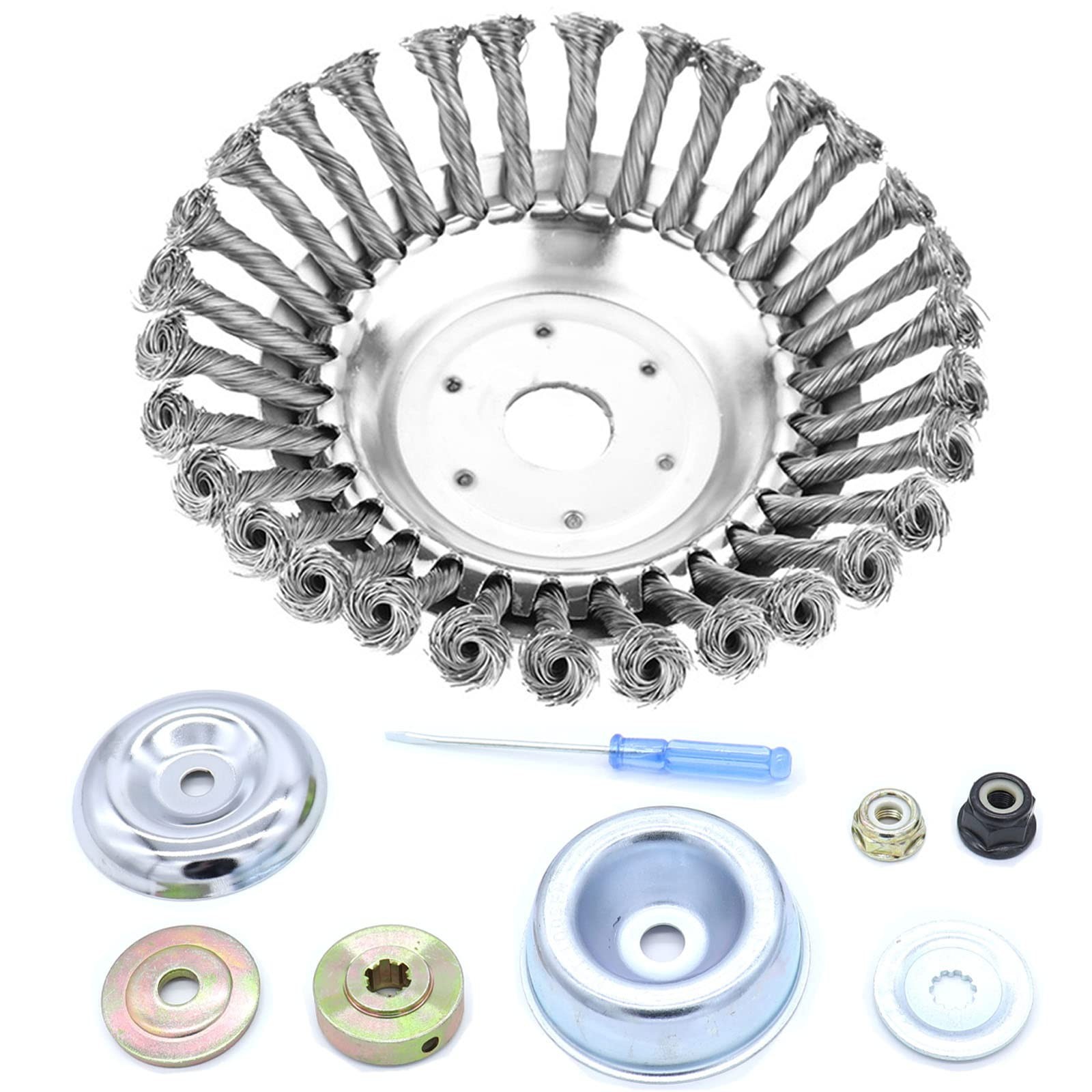MOCW 8inch Rotary Steel Wire Wheel Weed Brush Blade Trimmer Head Cutter Repla...