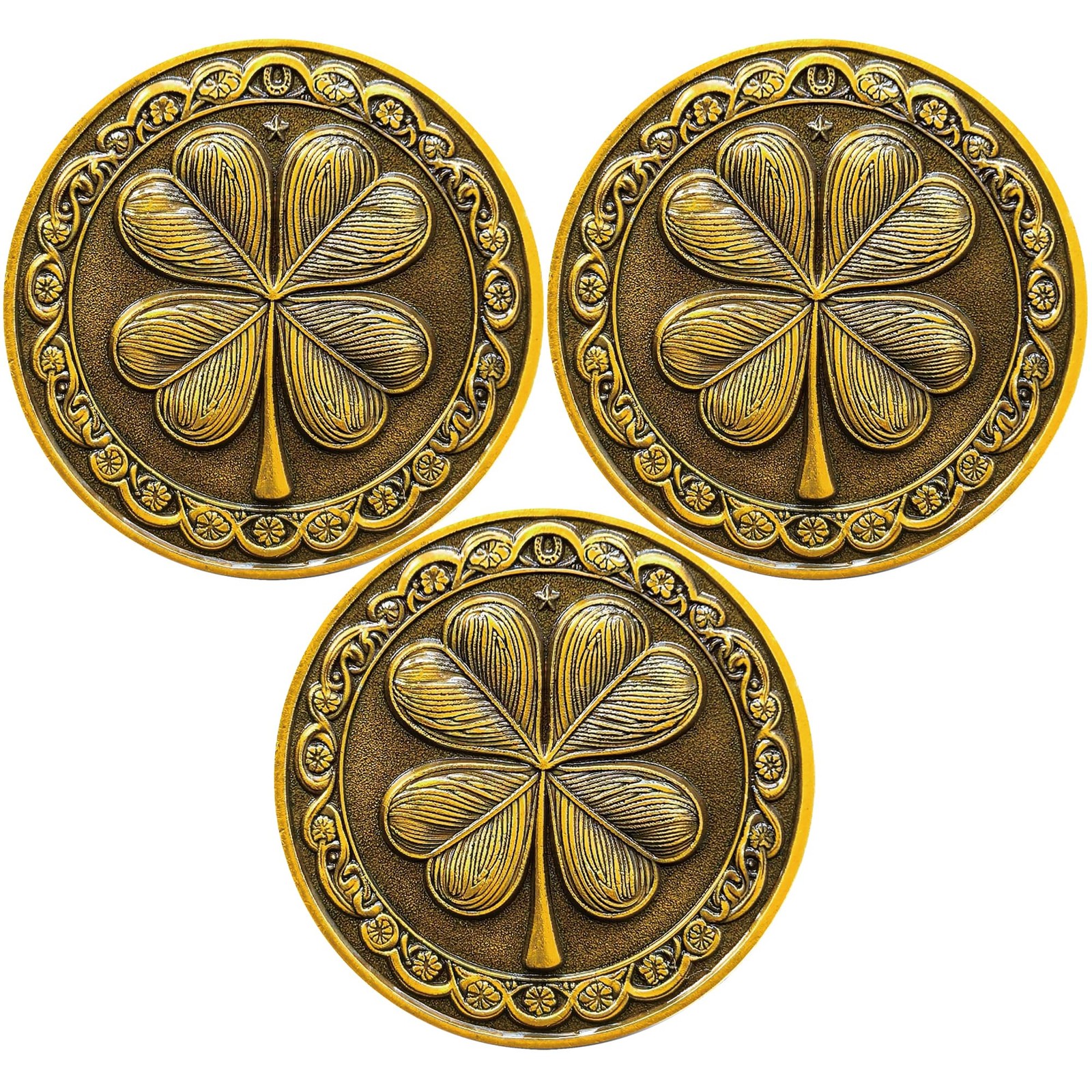 Good Luck Eagle Four-Leaf Clover Lucky Coin Lottery Ticket Pack of 3 